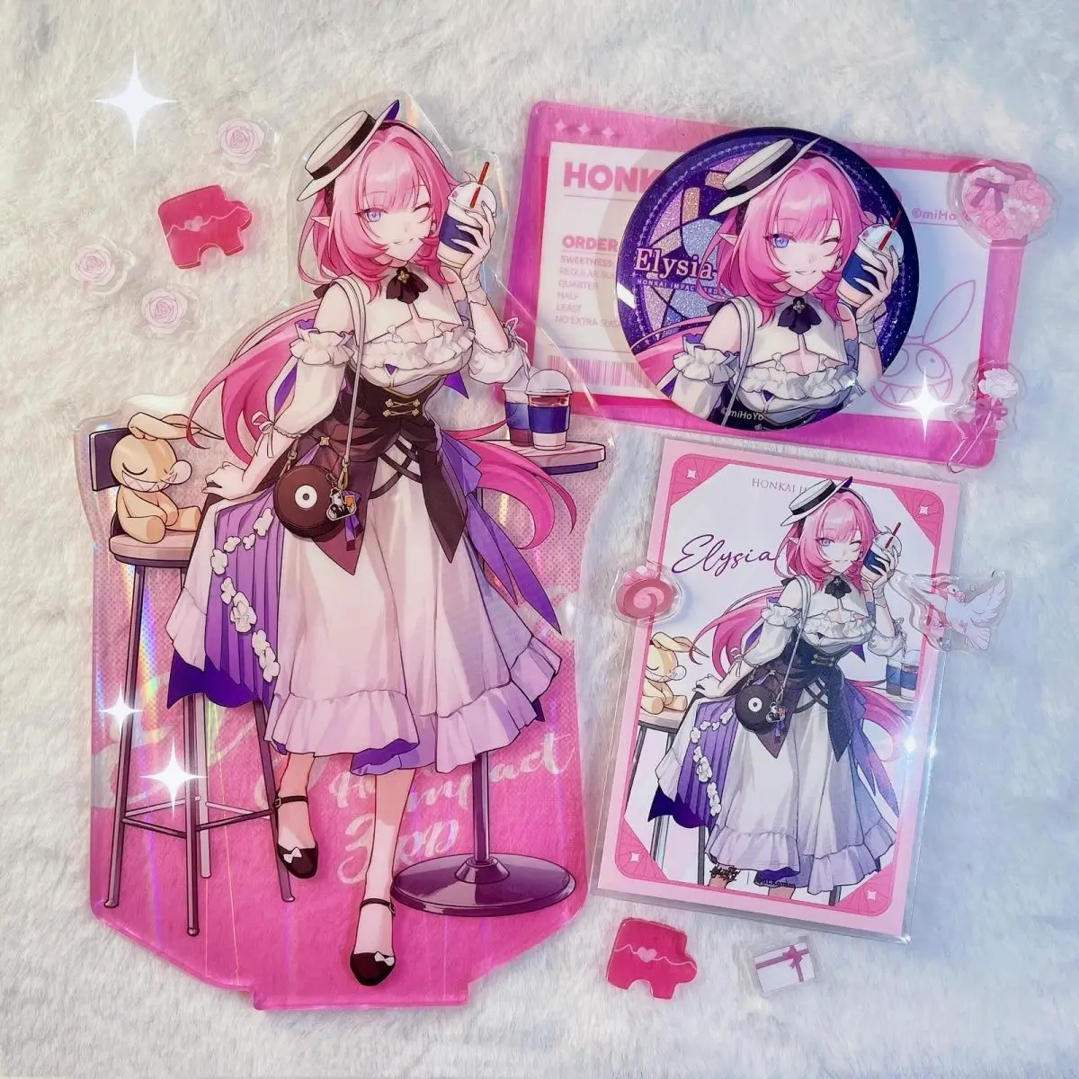 Sets Game Honkai Impact 3 Elysia Acrylic Stand Badge Pin