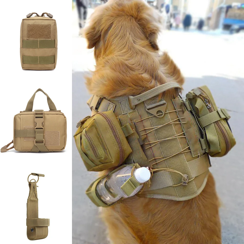 Pet Harness Set with Tactical Bags for Large Dogs