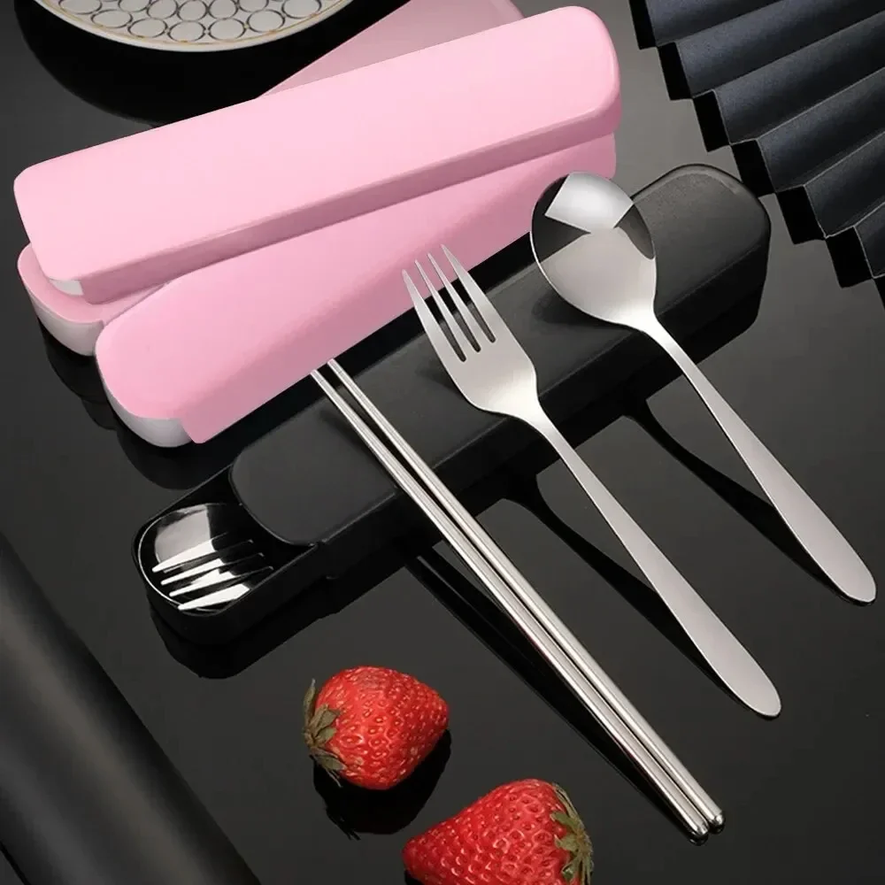 Portable Tableware Travel Camping Cutlery Set Stainless Steel Chopsticks Spoon Fork Steak Knife with Storage Case portable tableware