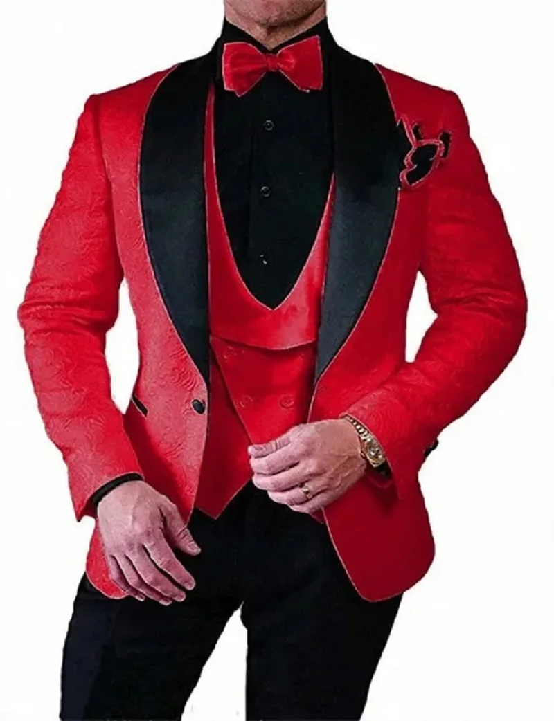 Men's Wedding Suit Italian Design Black Smoking Tuxedo 3-piece Set (coat Vest Pants) Men's Groom Terno