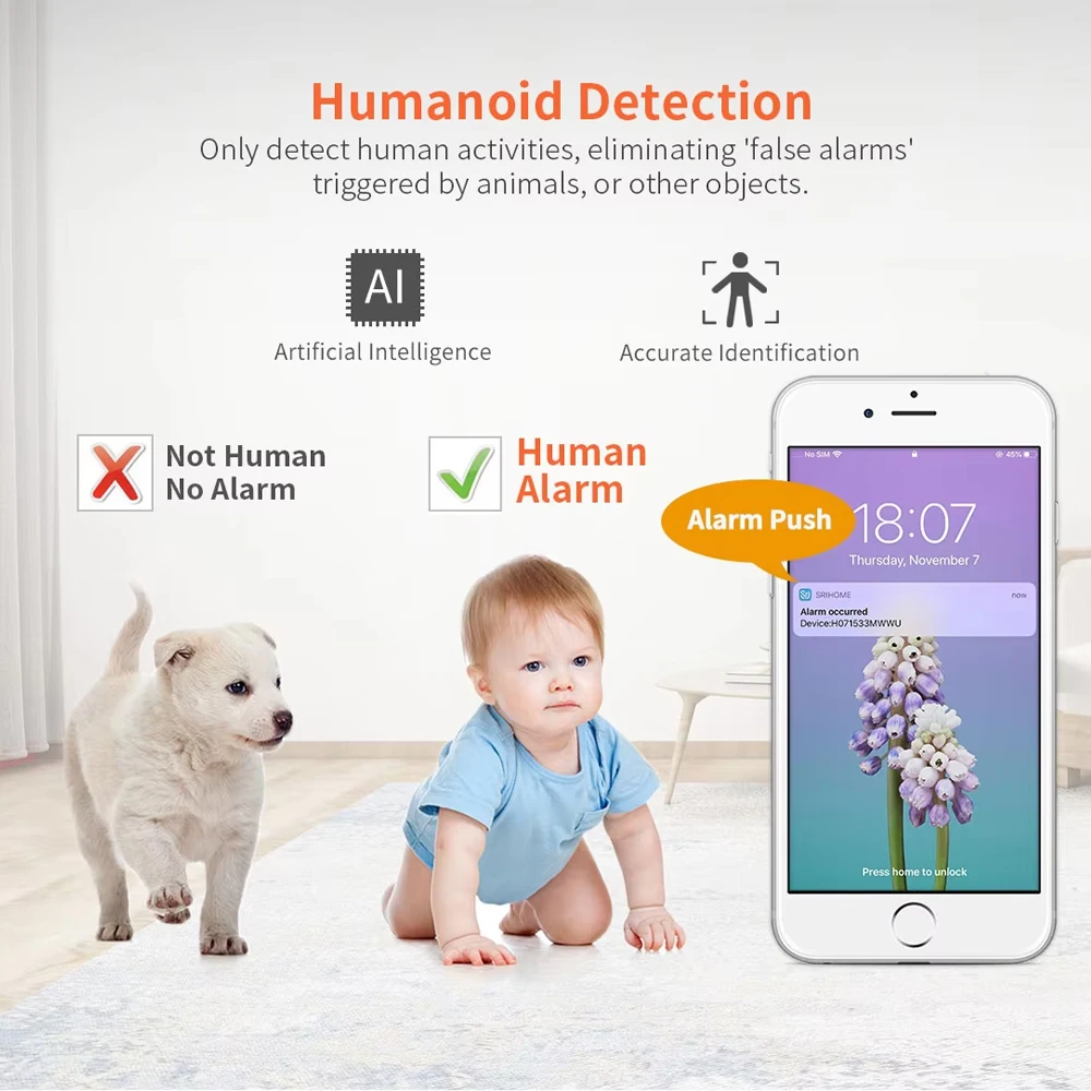 SriHome 3MP FHD camera wifi camera de surveillance security wireless camera IP66 waterproof for home AI Motion Detection SH029 2