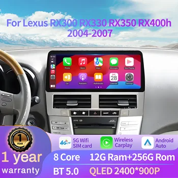 Radio para Auto de 12.3 Pulgadas para Lexus RX300 RX330 RX350 RX400h 2004-2007, Android 15, BT, Carplay, Navegación Multimedia, Pantalla de Unidad Principal 1