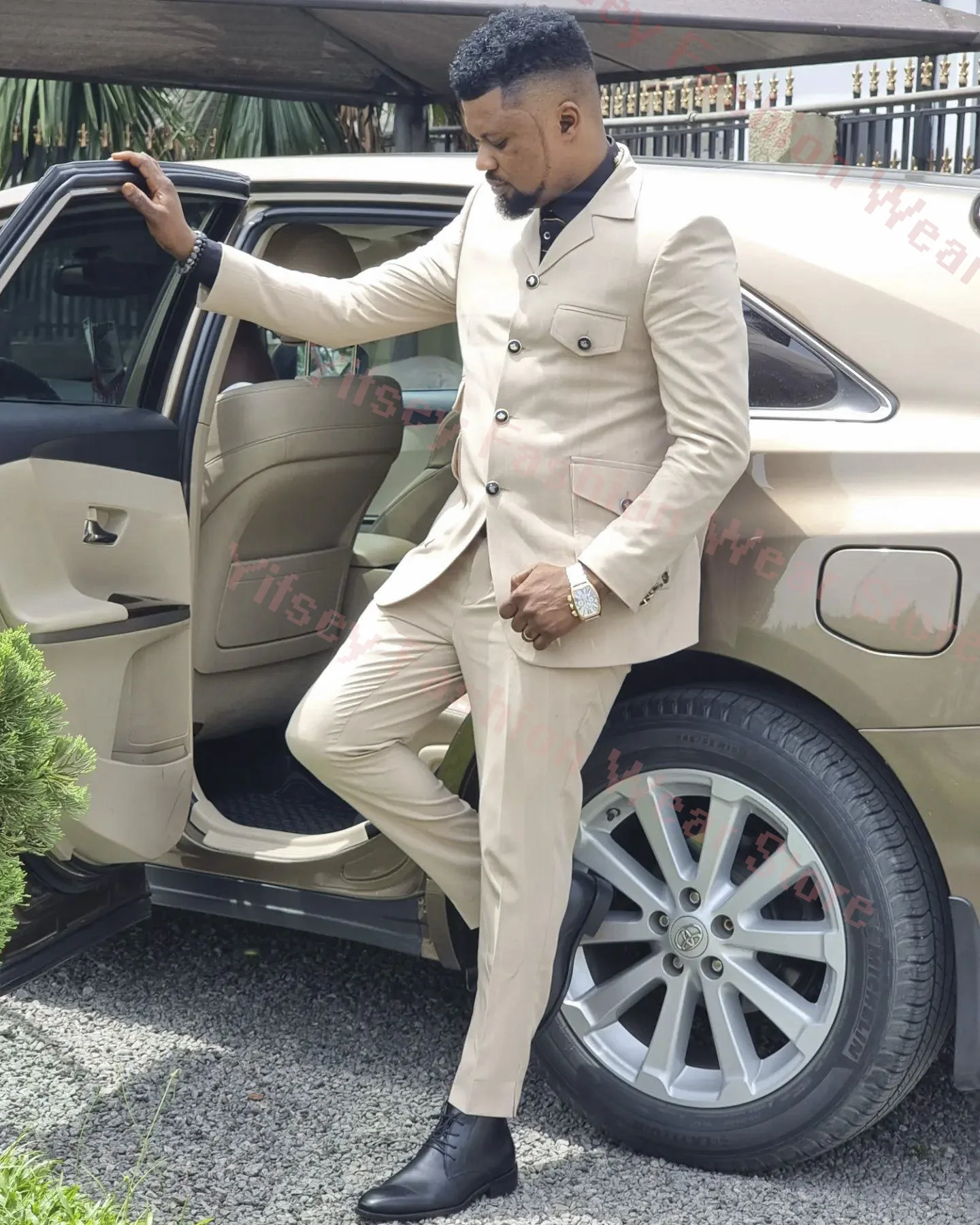 

Элегантный дизайнерский мужской костюм цвета хаки с 4 откидными карманами, роскошная одежда, приталенный мужской блейзер в стиле бойфренда для свадебной церемонии