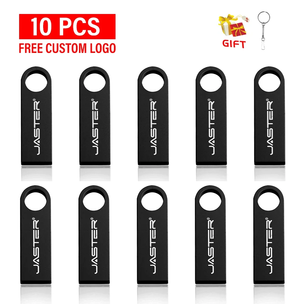 Jaster-metal Flash Drive com Logotipo Livre Usb 2.0 64gb 32gb 16gb 32gb 64gb Memory Stick Chaveiro Livre 8gb 4gb 10 Unidades Lote