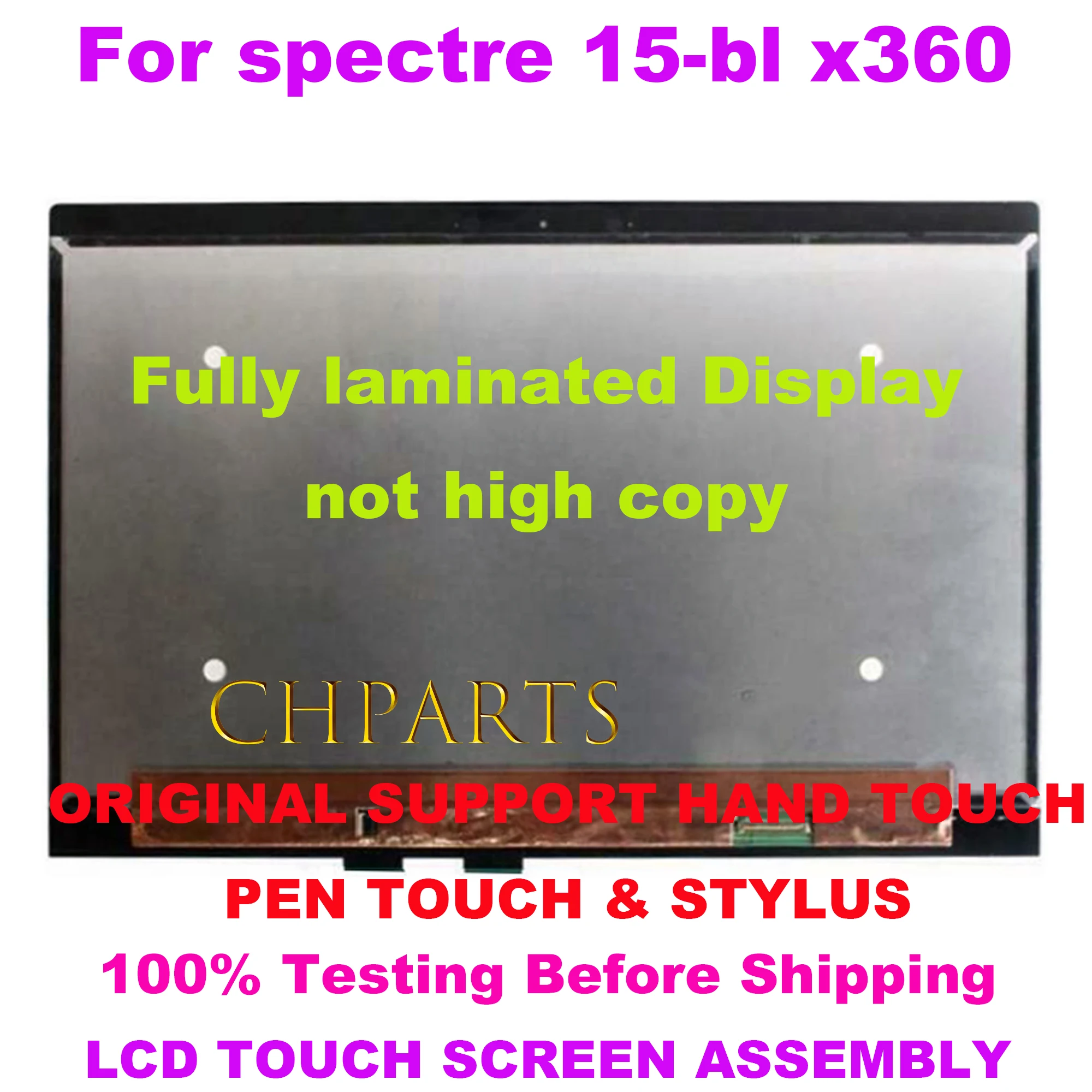 15.6 For HP Spectre X360 15-CH 15-ch000nf 15-ch000no UHD 4K LCD Display Touch Screen Laptop Replacement Assembly Panel