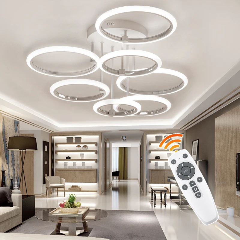 현대 Led 천장 조명기구 스마트 원격 무단 디밍 샹들리에 120W 천장 램프, 거실 침실 식당용| | - AliExpress