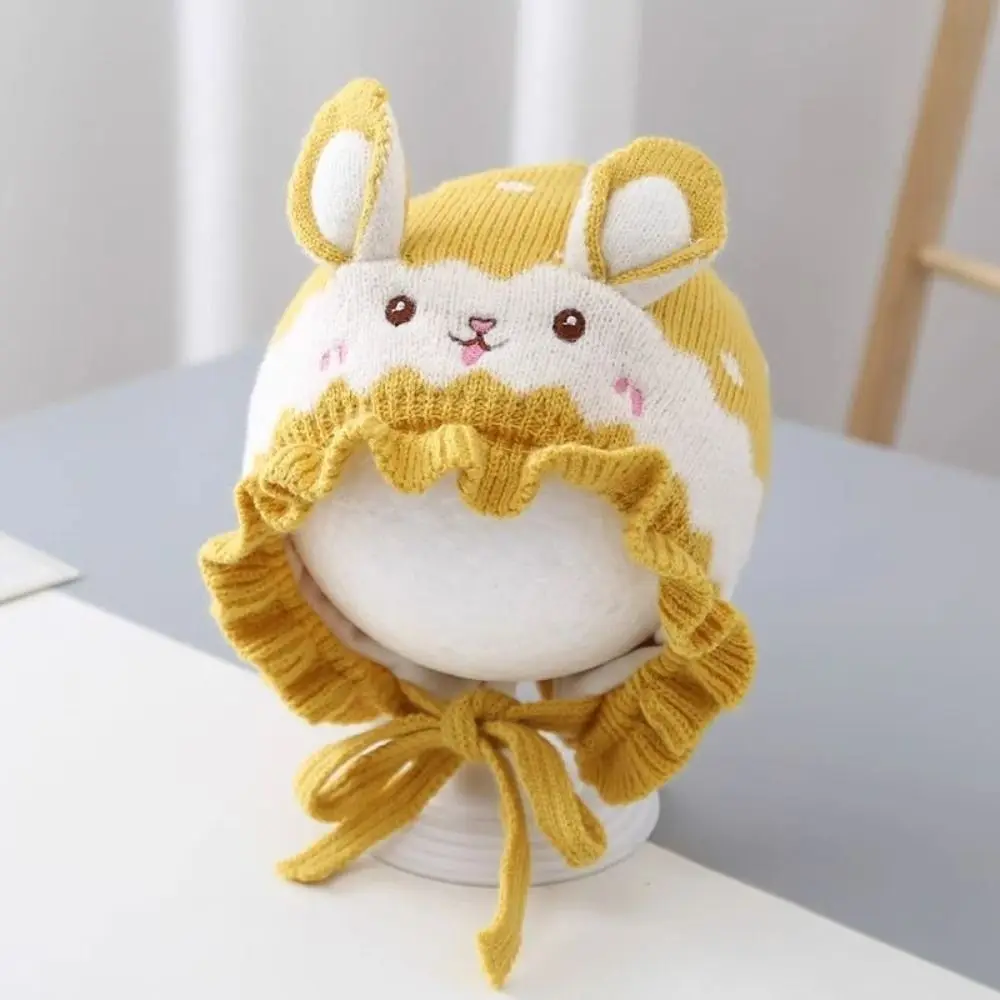 Fashion Rabbit Ear Baby Knitted Hat Warm Solid Color Infant Beanie Hats Thicken Wool Kids Pullover Cap Ear Protection