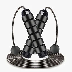 Adjustable Tangle - Free Speed Jump Rope with Foam Handles for Fitness and Home Workouts (Two - purpose - Black)