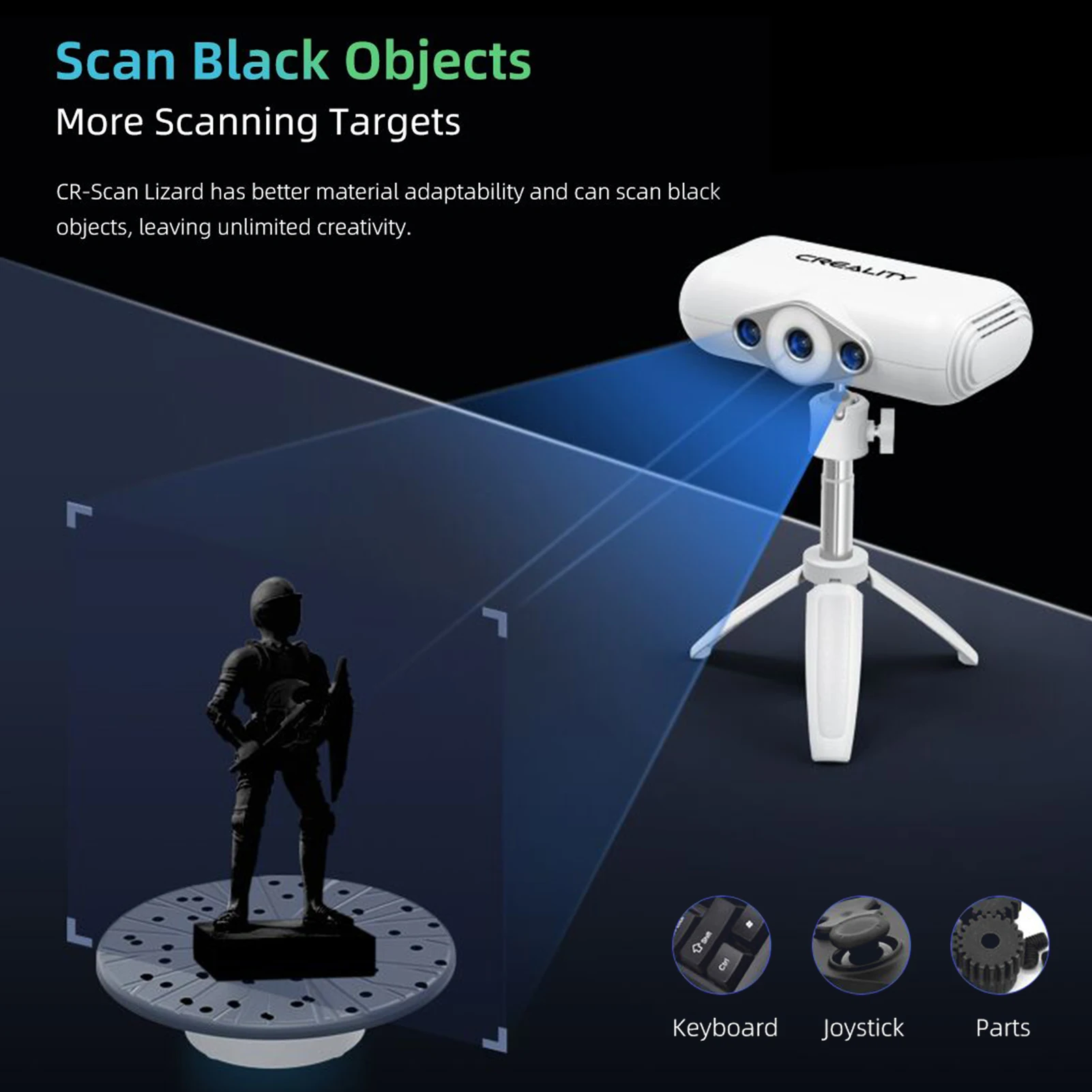Creality CR-SCAN 리자드 프리미엄 휴대용 3D 스캐너, 3D 모델링 스캐너, 3D 프린팅 산업 디자인 모델링, 0.05mm