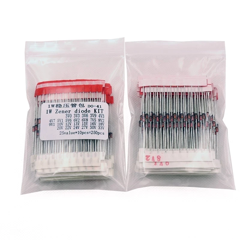250pcs 1w Zener Diode Assorted Kit 3v33v 1n47 Zener Diode Series
