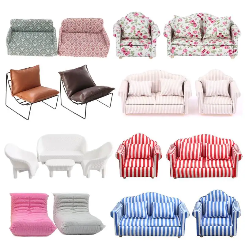Dollhouse Sofa Micro Scene Handmade Assembly DIY Model Miniature Furniture Playing House Landscape Dolls Accessory