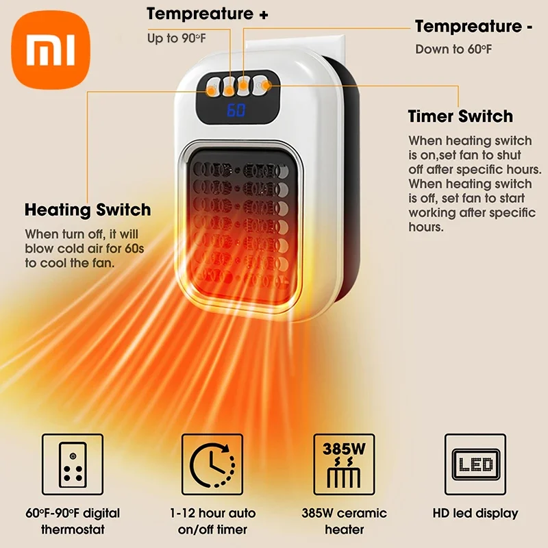 Xiaomi Portable Heater Fast Heating Silent Safety Energy Saving Home Heater with Remote Control Low Consumption Heating Fans 2