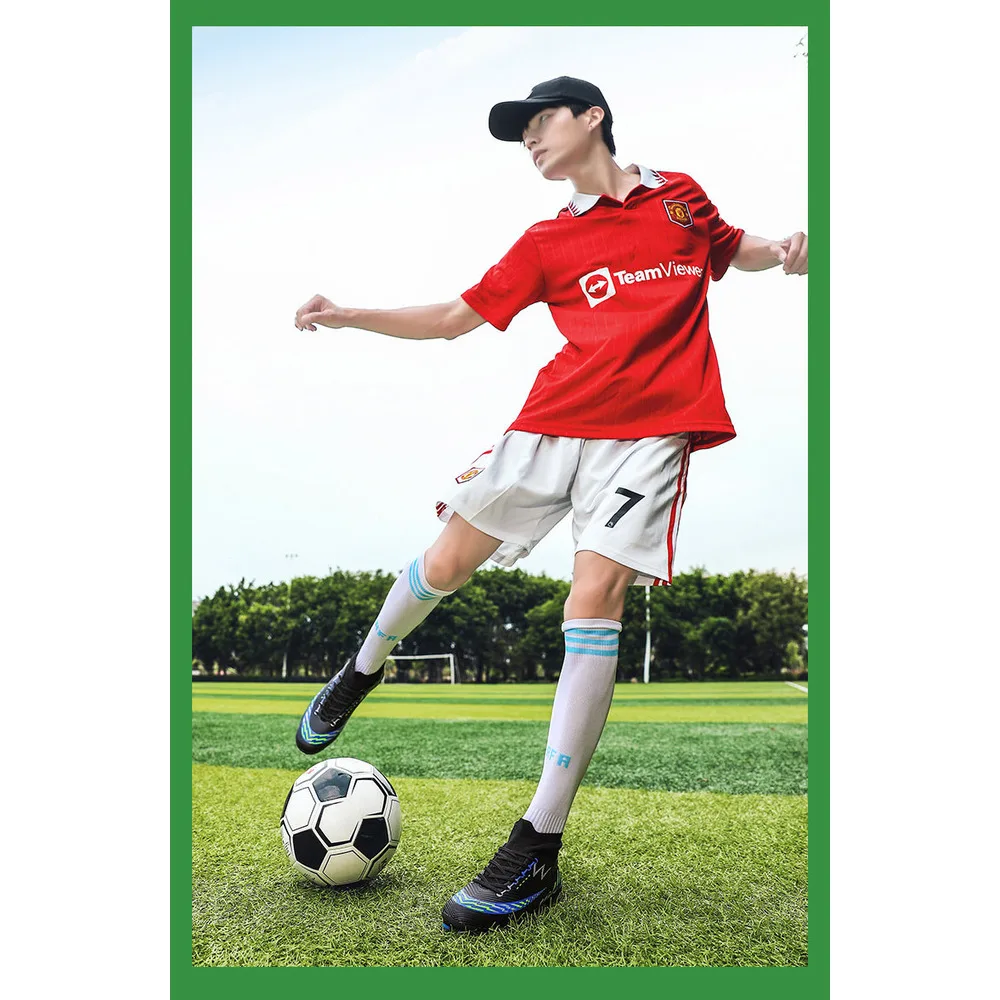 Piedini da calcio alti con unghie rotte, erba artificiale, chiodi in pelle AG, per ragazzi, ragazze, adolescenti e studenti che si allenano_voghion.com