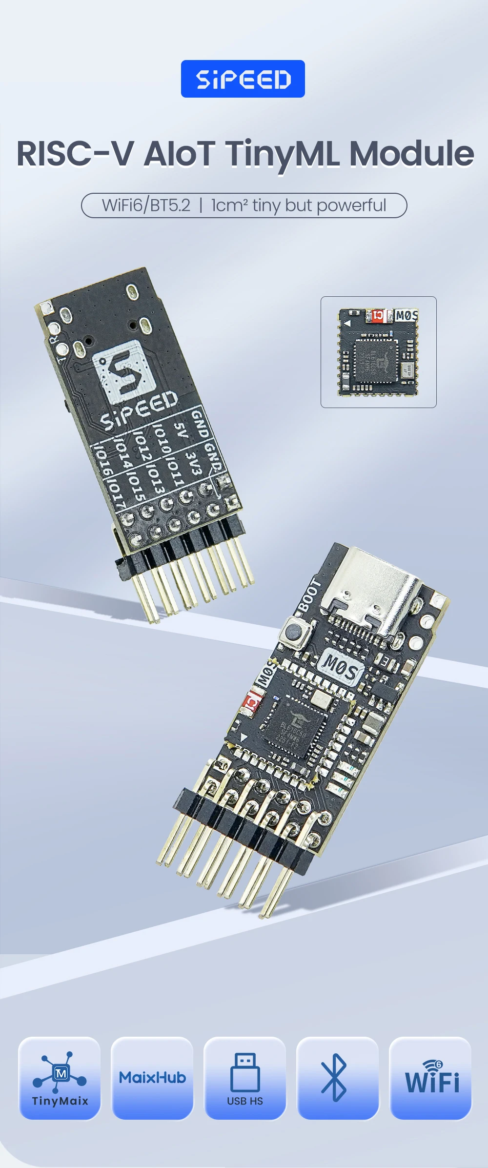 Sipeed M0S Dock Development Board, TinyML RISC-V BL616 Módulo Wifi6 sem fio