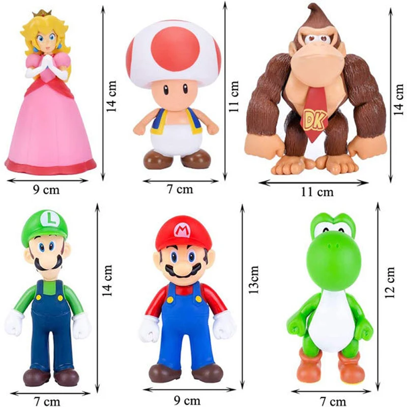 thumbnail image 4 of Figura de acción de Super Mario Luigi Peach Bowser Yoshi Wario, modelo de anime, juguetes, muñeco de dibujos animados, regalo de cumpleaños para niños, 4 of 5