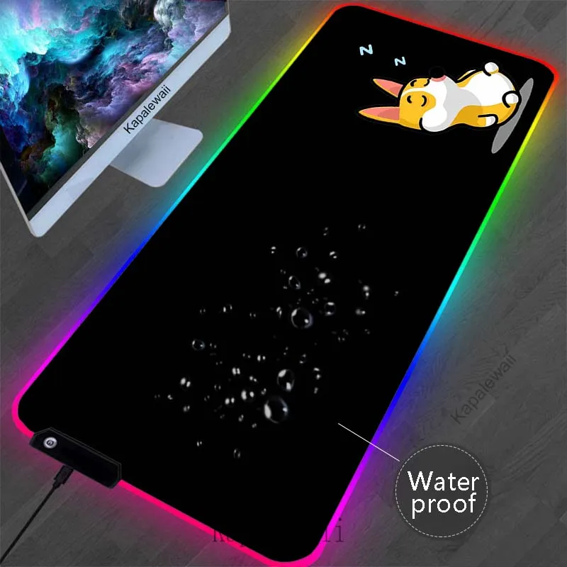 

RGB Dog Extended Mouse Pad LED Speed Gaming Mousepad Waterproof Table Carpet Gamer Mouse Mat XXL Desktops For Computer Desk Mat