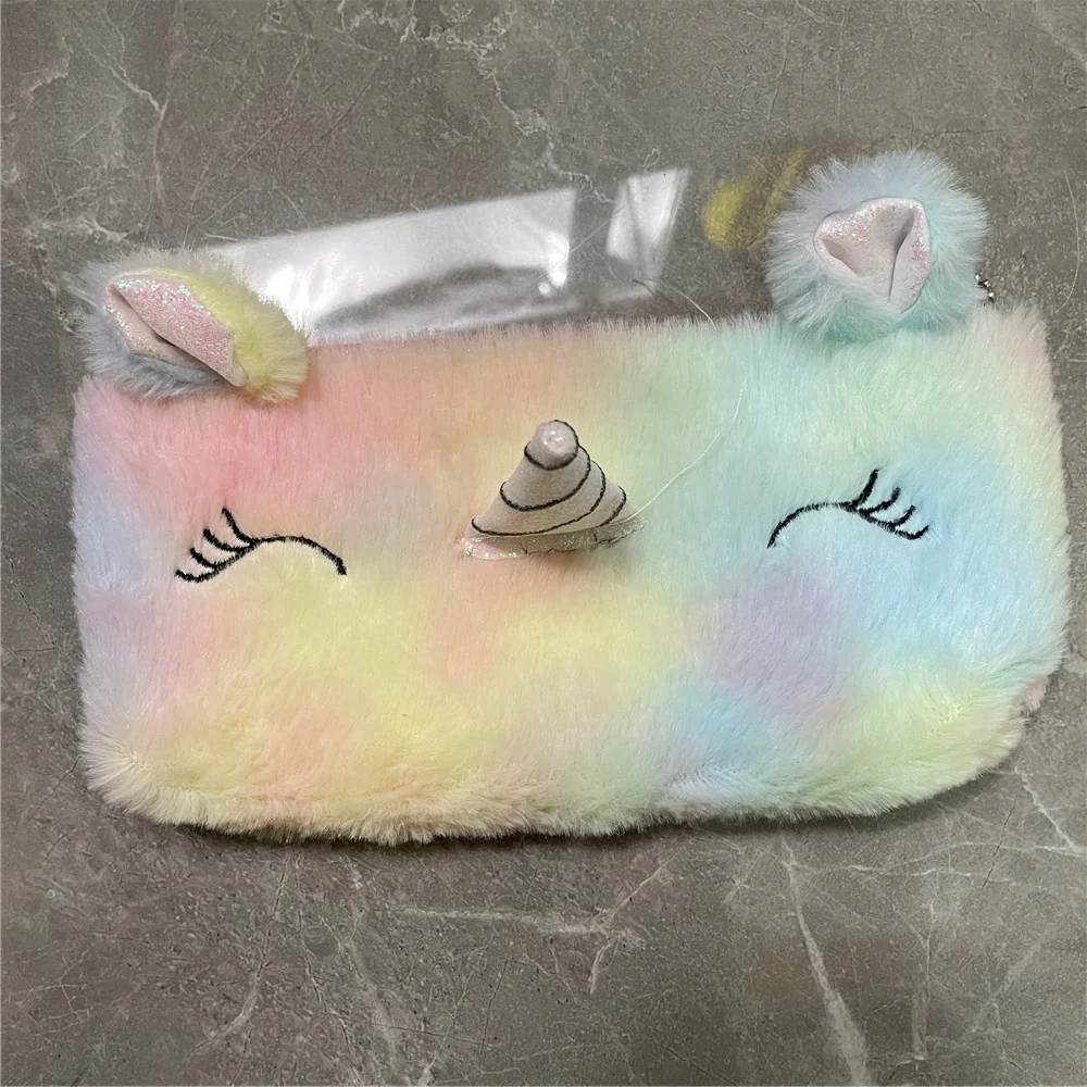 1X Random Color , Animal Coin Bag , 22CM Plush Unicorn Keychain Pocket Coin BAG Purse