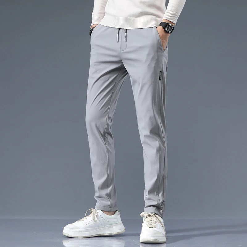 Stretch Casual Pants Men Classic Lightweight Slim Fit Trousers for Men  Summer Straight Drawstring Joggers Solid khaki Pants Male - AliExpress  200000343