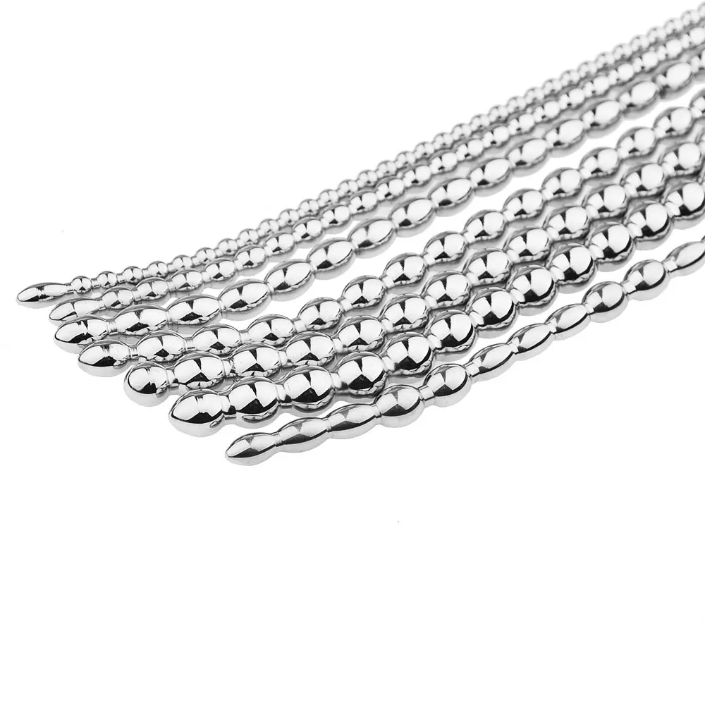 Male Stainless Steel Urethral Sounds Urethra Stimulate Dilator Beaded Insert Rods Sounding Penis Plug for Men Sex Toys Sexshop urethral dilator,silicone urethral dilator