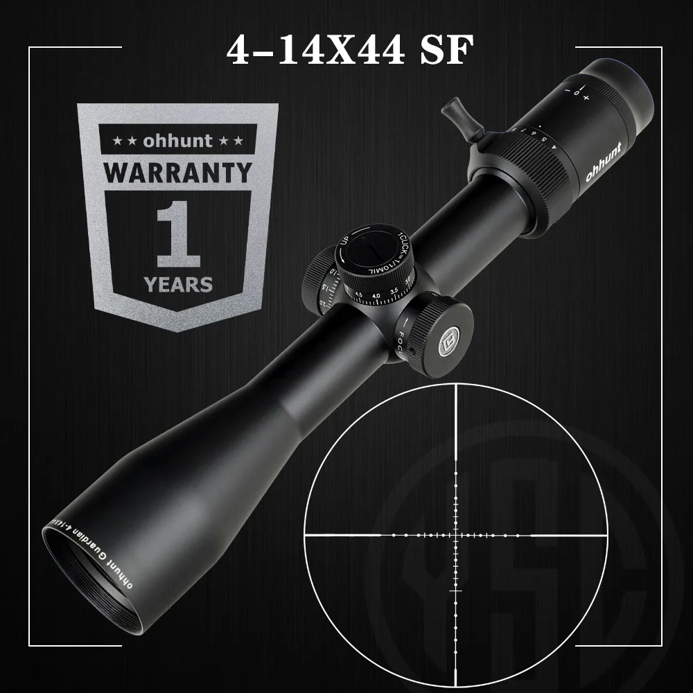 ohhunt Guardian 4-14X44 SF Huntings Scope Optics Sight 30mm Tube Side Parallax with Sunshade and Mount Rings
