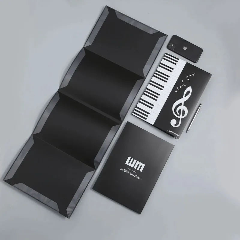 6-Page Expandable Piano Sheet Music Folder, A4 Tri-Fold Design
