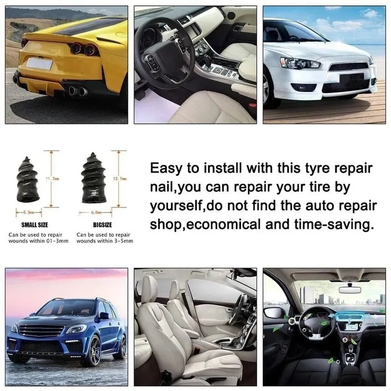 Vacuum Car Tyre Repair Rubber Nail Set Tire Screws Tubeless Repair Tools Kit for Motorcycle Truck - Image 6