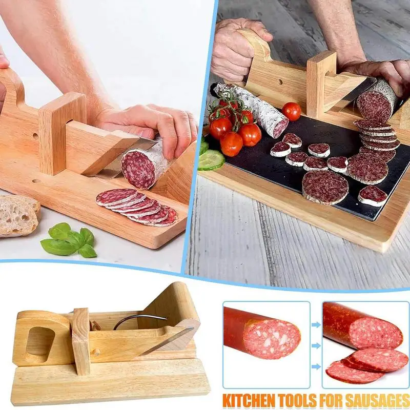 

Kitchen Sausage Cutter Slicer Household Removable Wooden Sausage Cutter Home Universal Vegetable Sausage Slicer For Meat Cheese