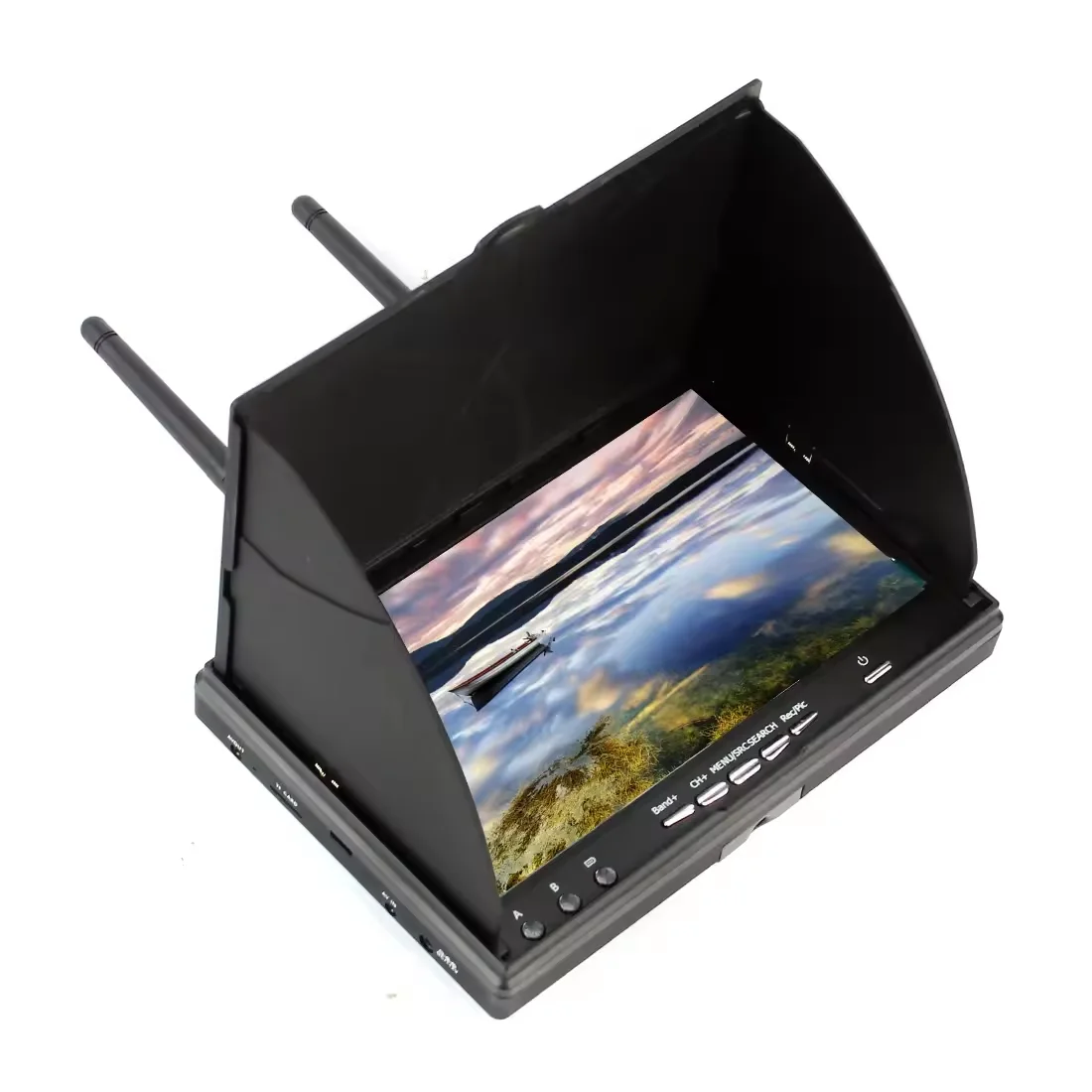 Moniteur FPV 7 pouces 5.8G 40CH avec DVR et batterie intégrée pour drone RC, monté sur une radiocommande