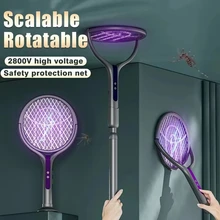 자동 모기채, 텔레스코픽, 더 넓은 범위를 위한 회전식 메쉬, USB 충전, 빠른 속도, 긴 대기 시간