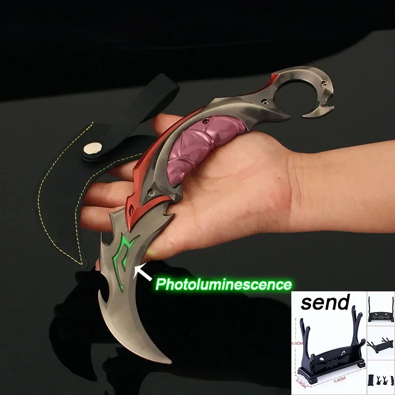 thumbnail image 1 of Serie de armas cuerpo a cuerpo Valorant de 22 cm, modelo de metal Reaver EP 5 Karambit, réplica de espada, juego 1:1, arma, cuchillo, juguetes, adornos, 1 of 5