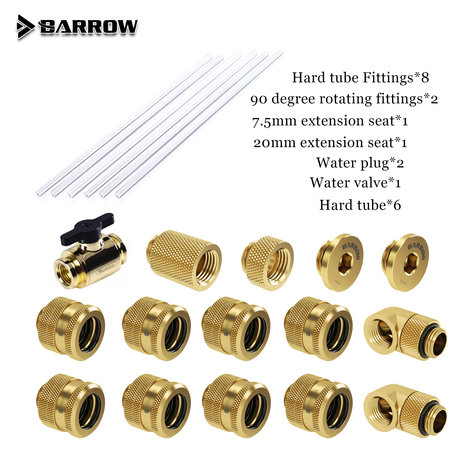 Barrow Aio pc Hard Tube Fittings Kit de Refrigeração de Água Computador Faça Você Mesmo com Acessórios Kit Loop Líquido Prata Preto Ouro Branco - Imagem 2