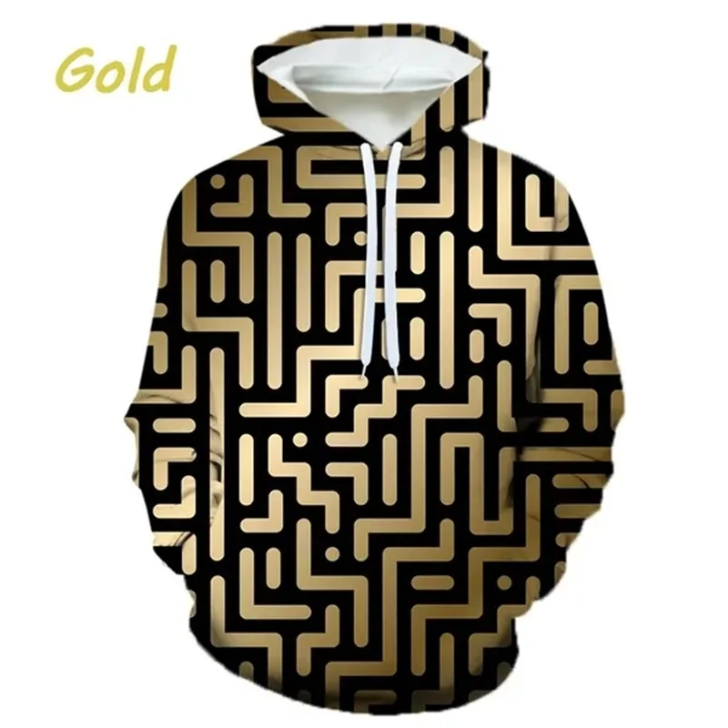 thumbnail image 1 of Sudadera con capucha con estampado de laberinto en 3D para hombres y mujeres, estilo informal, de talla grande, con personalidad, estilo moderno, para hombre, 1 of 5
