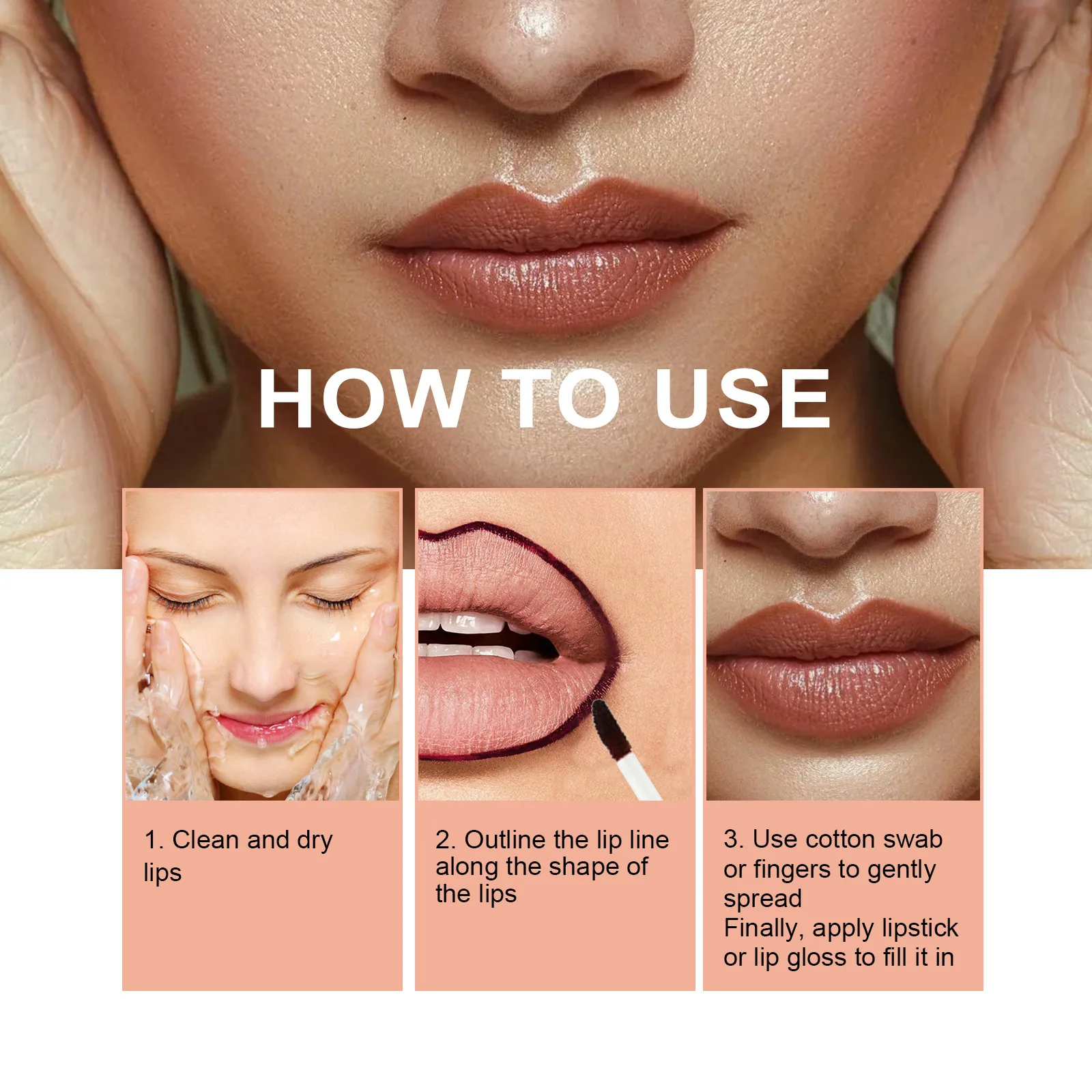 Color chart of peel-off lip liner shades