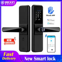 High end latest design TTLOCK APP fingerprint intelligence lock password swipe card key home smart door locks