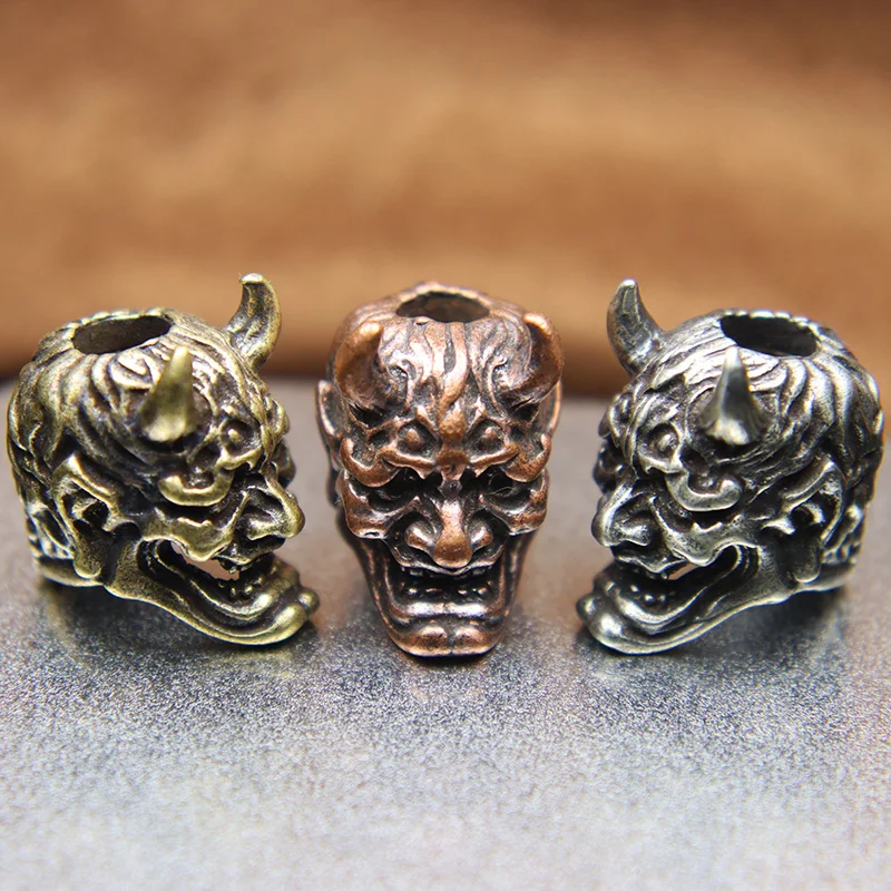 hannya様 2点セット Double-Sided Japanese Ghost Hannya Mask Brass Paracord Knife Beads