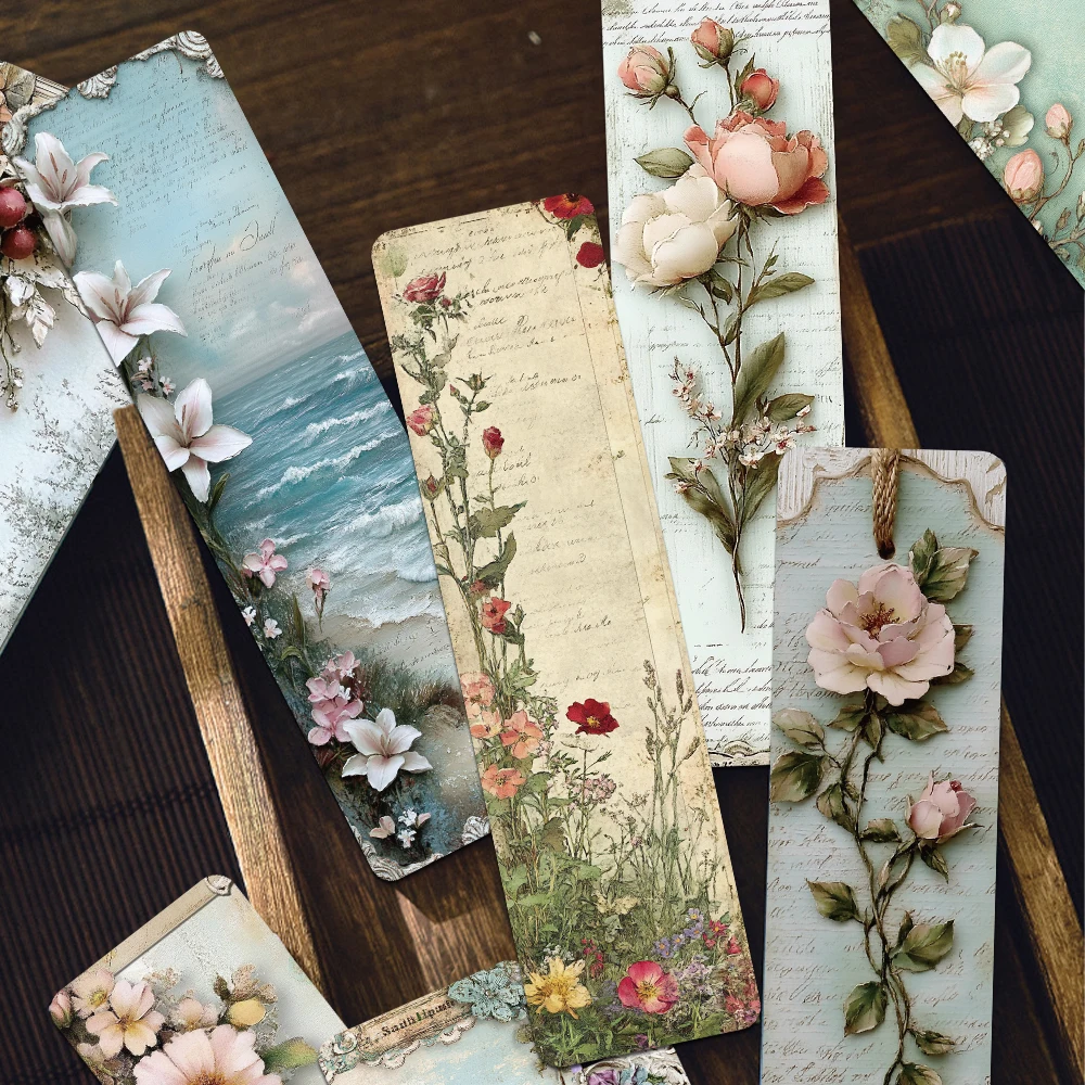30pcs Stereoscopic Vintage Landscape Wallflower Bookmarks Students Message Index Paper Cards Handbook DIY Decorative Materials bookmarks stationery supplies paper bookmark