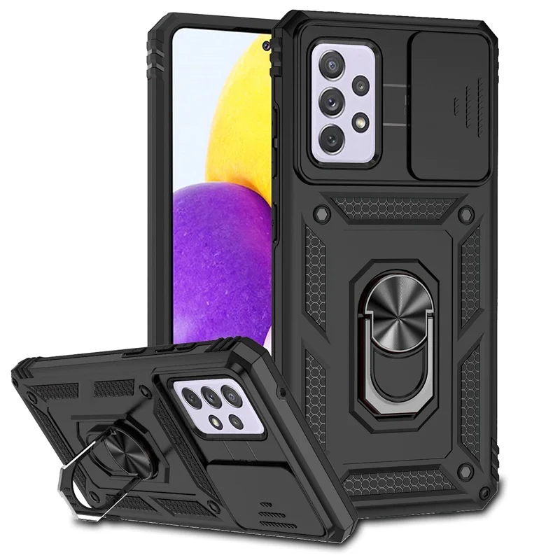 Shockproof Slide Camera Armor Case with Car Magnetic Holder Ring for Smartphone Protection