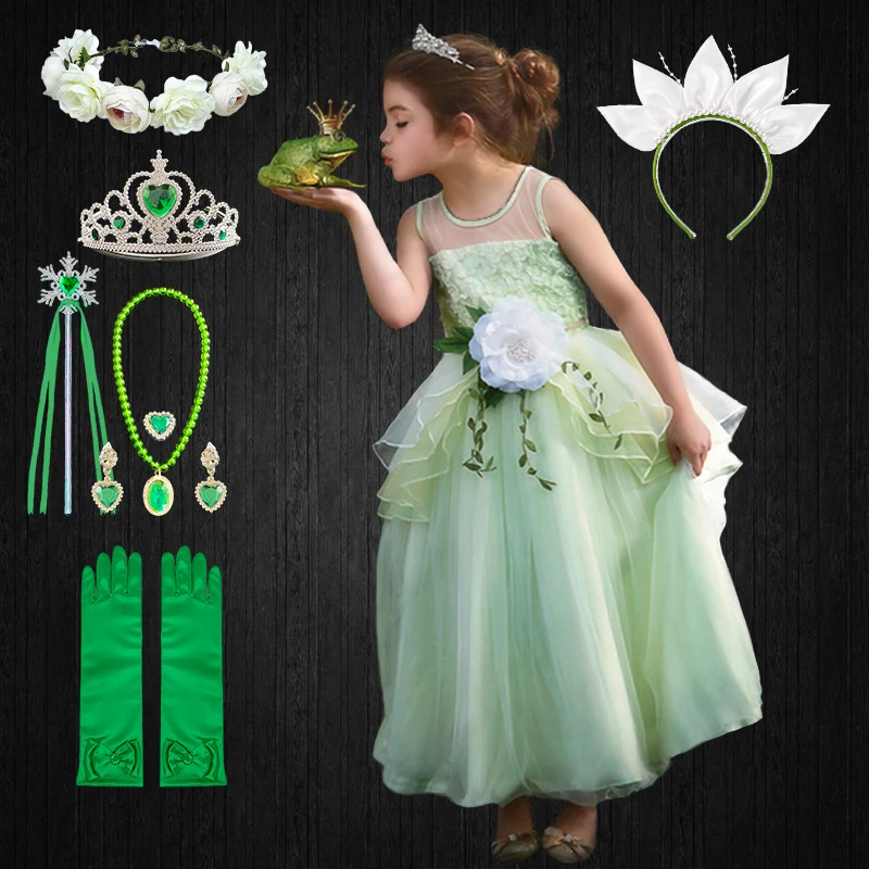 tenaz Manhattan Espolvorear Disfraz de lujo para Halloween, Vestido largo de fiesta de princesa Tiana  con diseño de rana, príncipe, flor en 3D, 2022| | - AliExpress