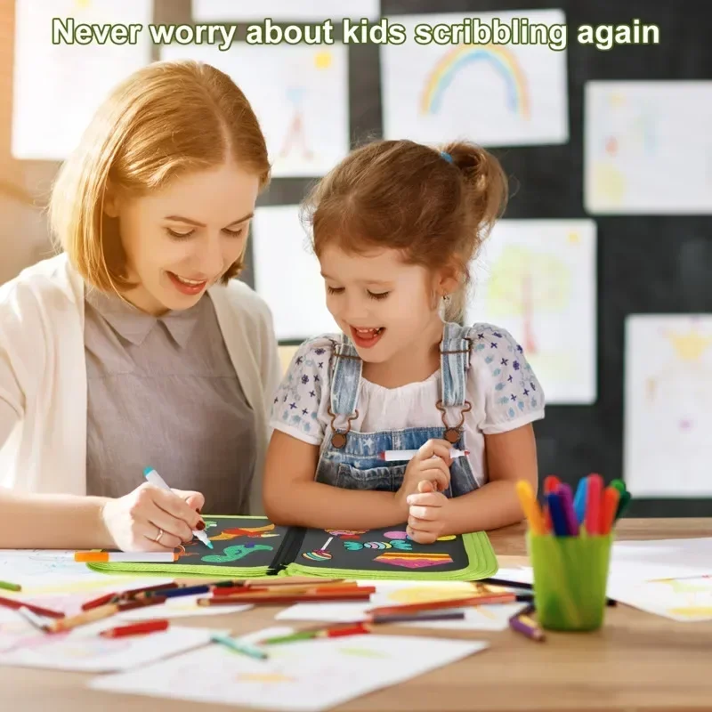 10 Pages Reusable Drawing Board Portable Painting Book Erasable Doodle Book With Pens Painting Toys Montessori Educational Toy 2