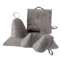 Set of 5 Sauna Hat Mat Glove Slippers Sauna Bag Japanese Russian Banya Sauna Set 1
