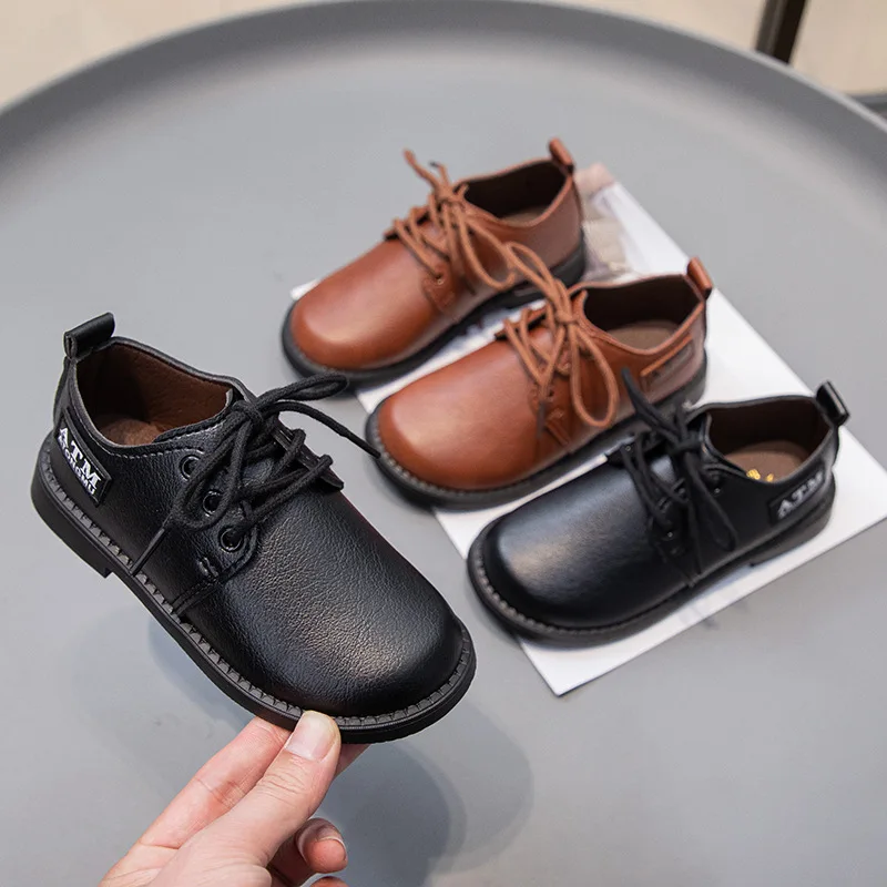 Kids Leather Shoe Four Seasons Versatile Boys School Causal Fashion Children Formal Uniform Flat Shoes Non-slip kids shoes leather shoes