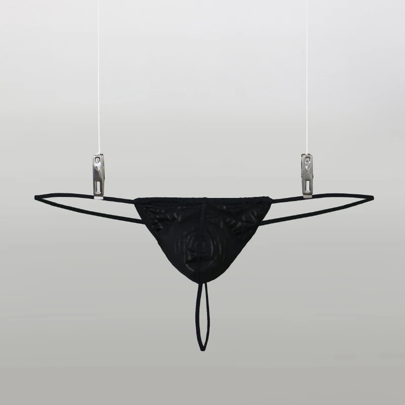 

Мужские стринги с низкой посадкой AIIOU, черные G-стринги с низкой талией, с карманами, гей-стринги, сексуальное нижнее белье для мужчин, гей-трусы 2019