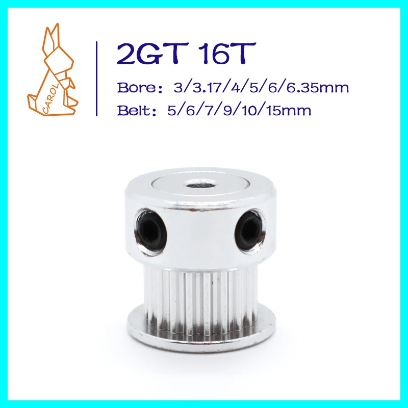 CAROL 2GT 타이밍 도르래, 16 톱니 3D 프린터, 동기 벨트 도르래 보어, 벨트 너비 3/3.17mm, 4mm, 5mm, 6/6mm, 35mm, 5mm, 6mm, 7mm, 9mm, 10mm, 15mm