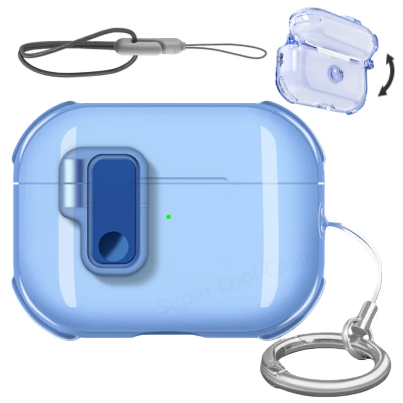 Transparent TPU Earphone Case with Secure Lock and Lanyard