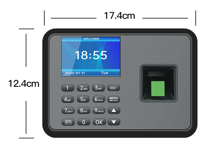 2.4 Polegada tft tela unidade livre biométrico de impressão digital comparecimento do tempo máquina relógio gravador reconhecimento empregado dispositivo gravação