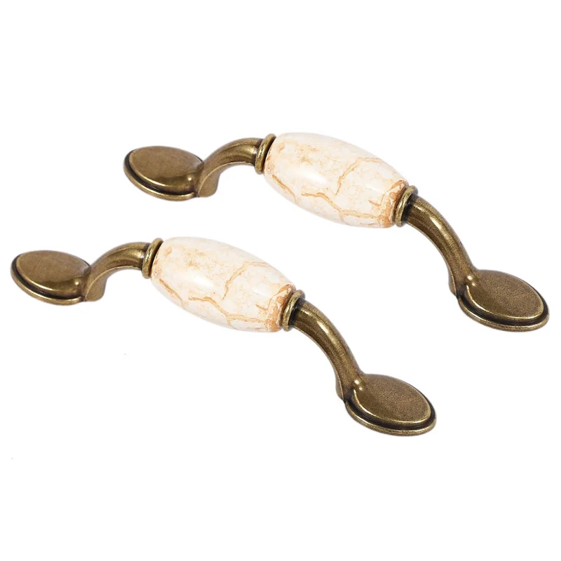 

Hot 2Pcs Cupboard Door 12.5Cm Long Zinc Alloy Ceramic Arch Pull Handle