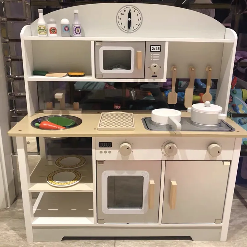 Boys and girls wooden play house kitchen wooden simulation kitchen