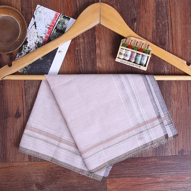 Négyzet Alakú Kockás Csík Zsebkendők Férfiak Klasszikus Vintage Zseb Pamut Törülköző Az Esküvői Partihoz40X40Cm Véletlenszerű - Image 4