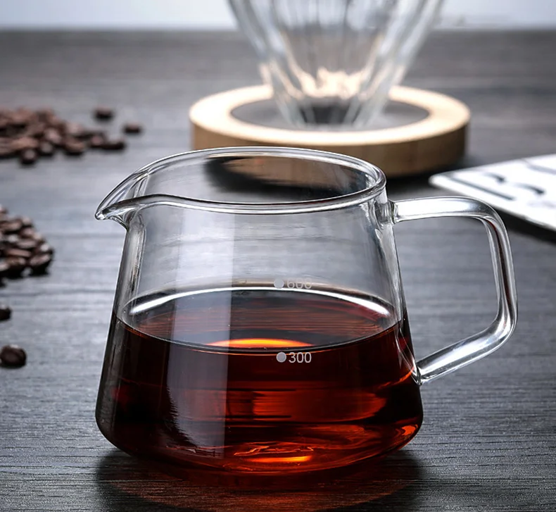 Description Picture 4 of itemGlass Pour Over Coffee Server with Dot Scale Brewed Coffee Sharing Pot 300ml 600ml Heat Resistant Hand Made Drip Coffee Pot