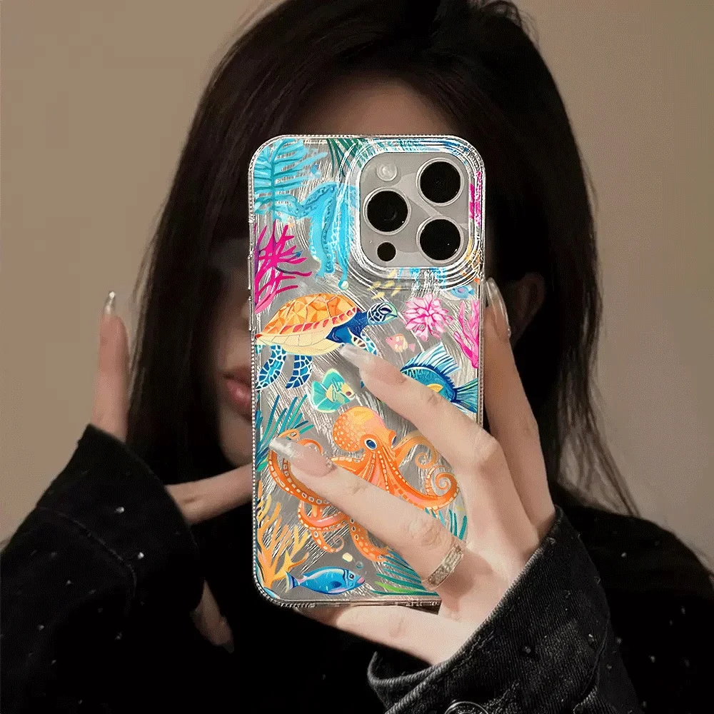 Vibrant Sea Turtle Watercolor Clear Phone Case - Shockproof Cover